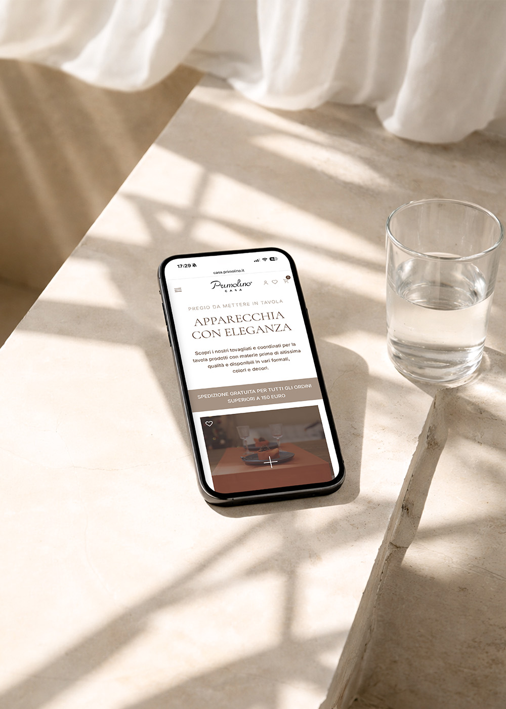 E-commerce shop experience showing product grid and navigation.