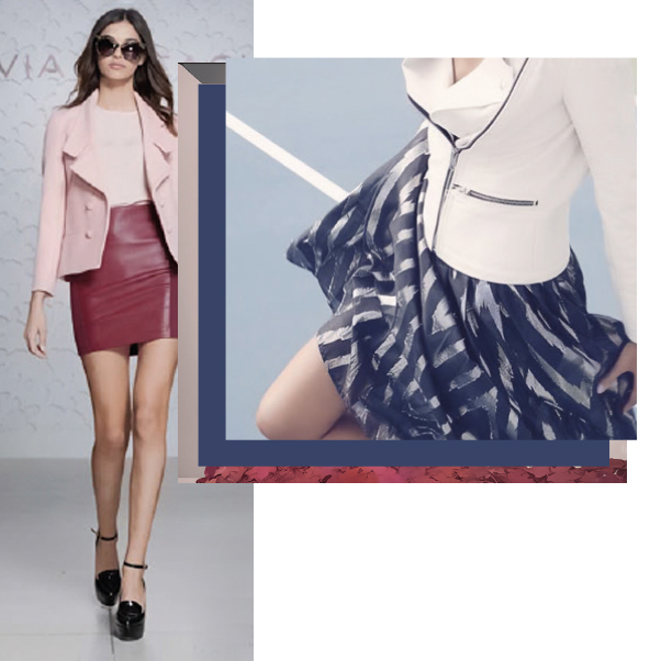 Winter showcase window featuring sculptural props, mannequins and cool seasonal tones.