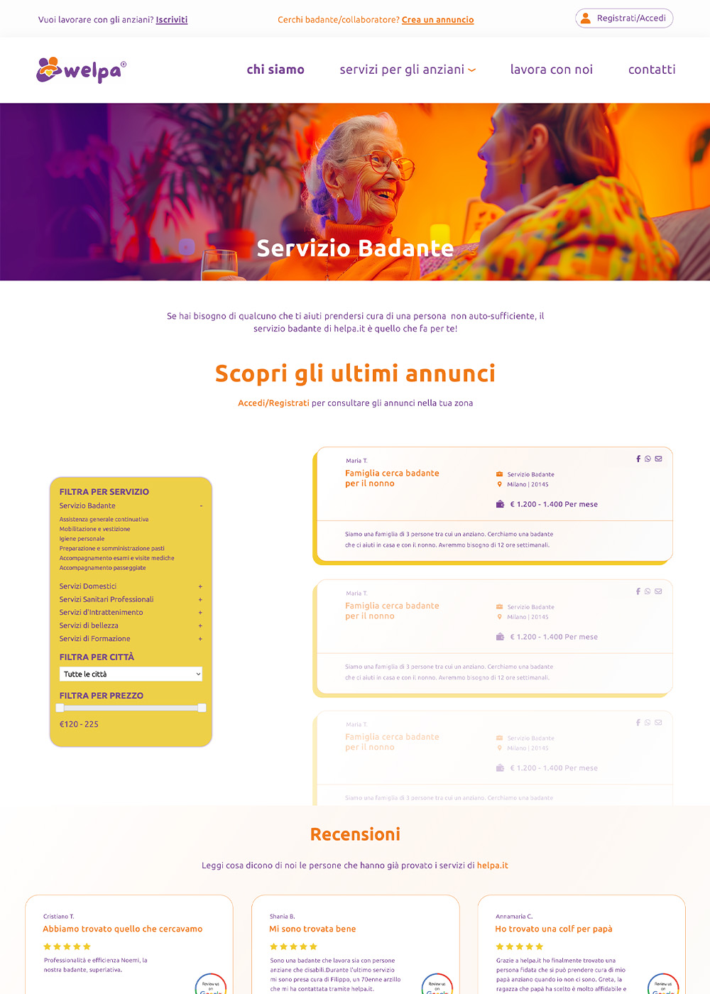 Welpa interface combining identity, forms and interaction patterns.